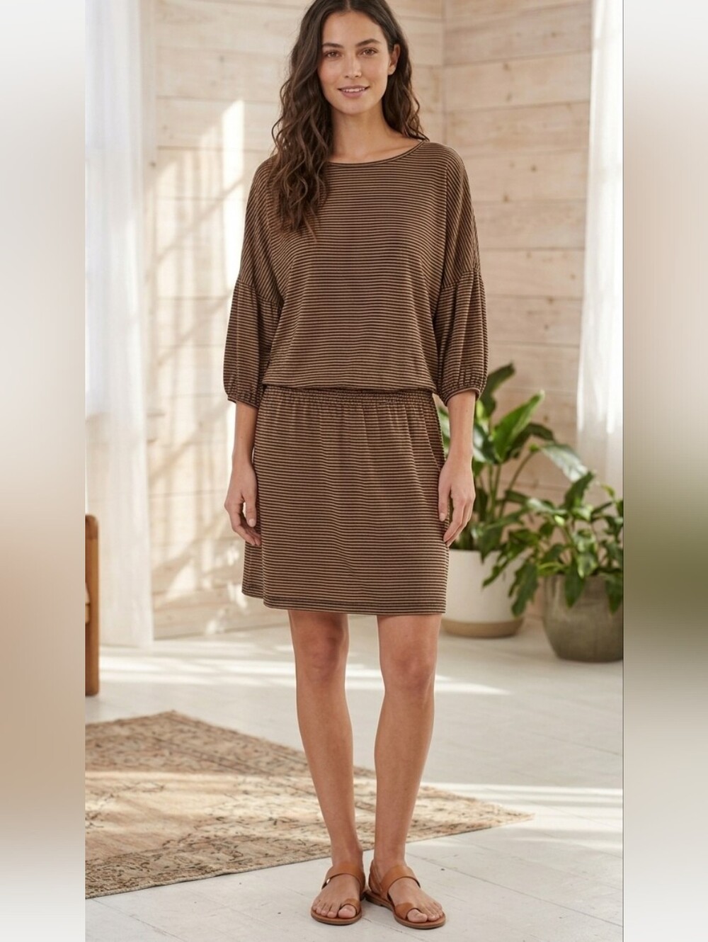 Max Studio Women's Striped Drop Waist Dress Size Medium - NO BELT